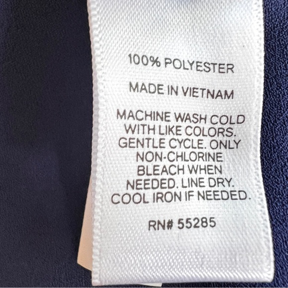 Blue EXPRESS Roll Up Sleeve Dress With Black Trim & Ribbon Belt ~ Size S #003 - Picture 4 of 4